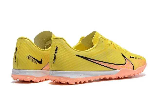 Nike पीला नारंगी लो-कट सिंथेटिक अपर रिब्ड टेक्सचर टर्फ फुटबॉल जूते 5