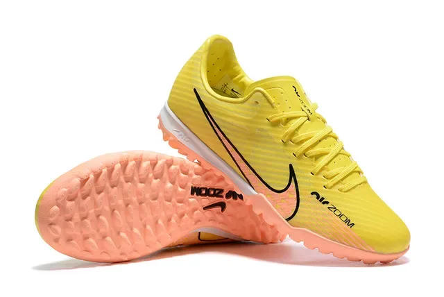 Nike पीला नारंगी लो-कट सिंथेटिक अपर रिब्ड टेक्सचर टर्फ फुटबॉल जूते 6