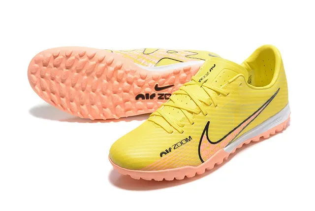 Nike पीला नारंगी लो-कट सिंथेटिक अपर रिब्ड टेक्सचर टर्फ फुटबॉल जूते 7