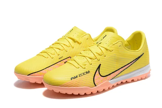 Nike पीला नारंगी लो-कट सिंथेटिक अपर रिब्ड टेक्सचर टर्फ फुटबॉल जूते 8