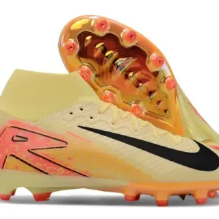Nike Amarelo Rosa Alto Corte Ajuste da Meia Superior Laranja Translúcido Placa da Sola Solo Firme Sapatos de Futebol