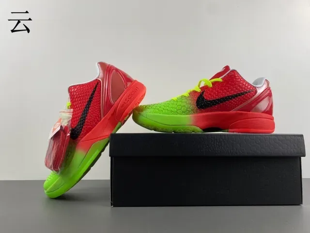 Nike Zoom Kobe VI Gradiente Verde Vermelho Tênis de Basquete 14