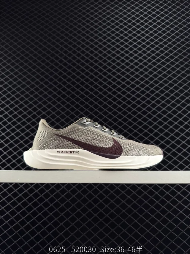 Nike ZoomX Light Gray and Burgundy Running Shoes 4