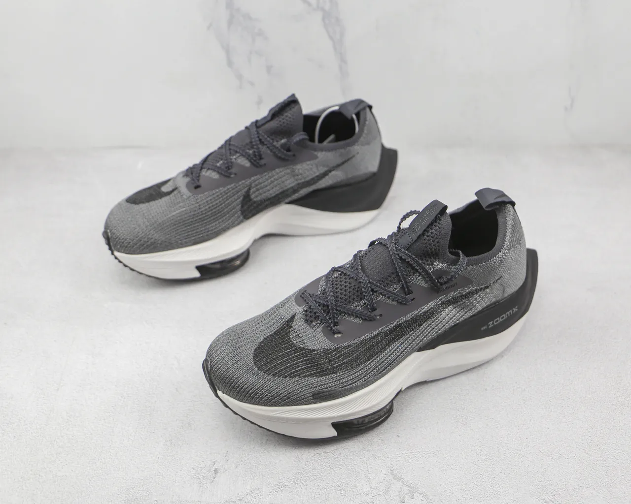Nike ZoomX Vaporfly Gray White Engineered Knit Upper Full-Length Carbon-Fiber Plate Running Shoes 4