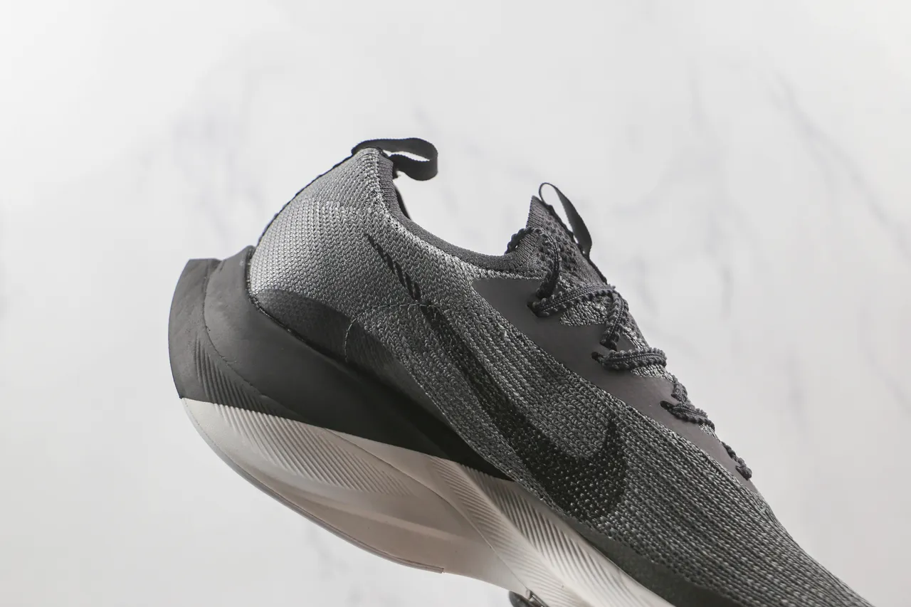 Nike ZoomX Vaporfly Gray White Engineered Knit Upper Full-Length Carbon-Fiber Plate Running Shoes 5