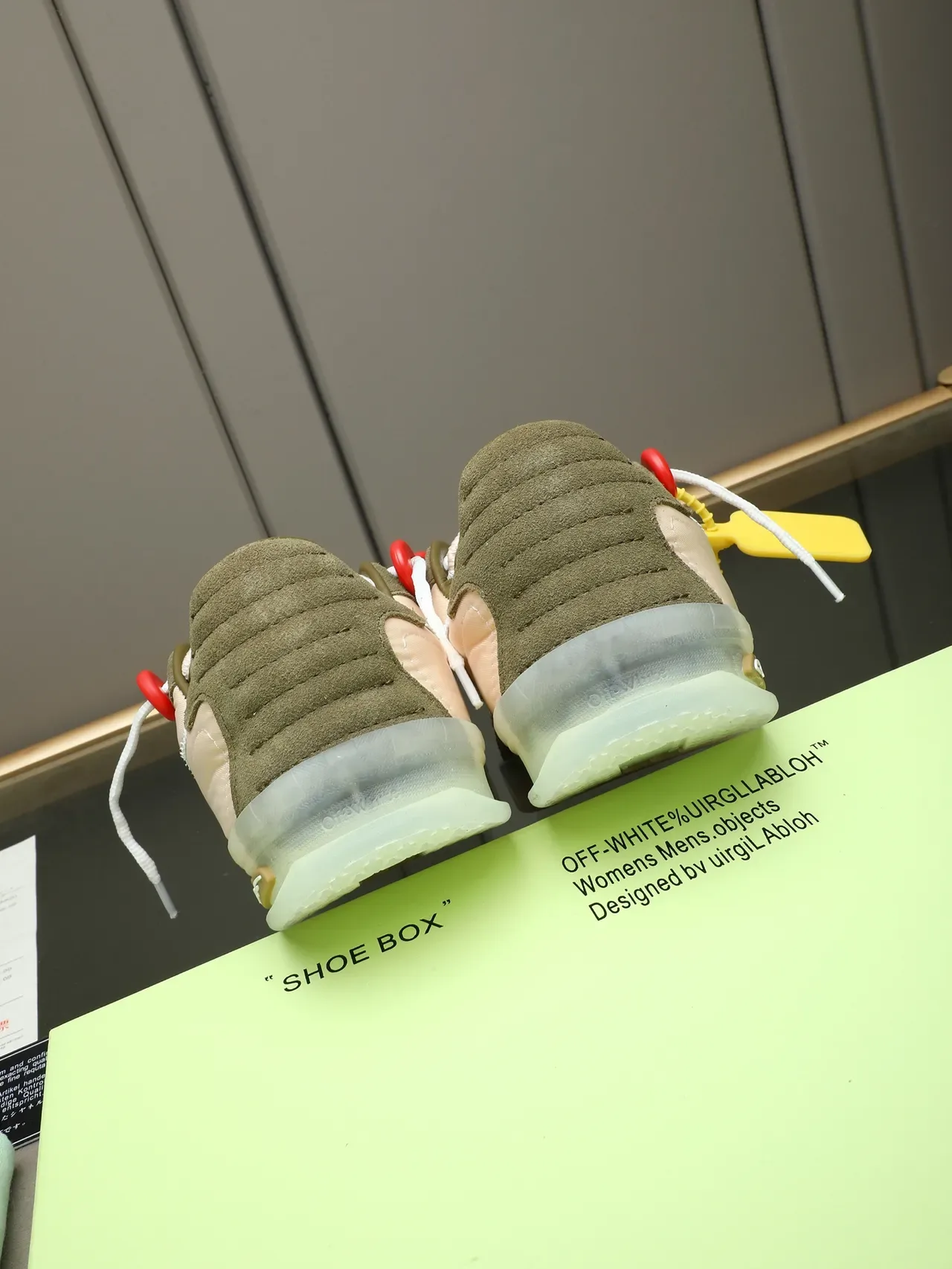 Off-White أحذية رياضية أسلوب حياة أخضر عسكري بيج بانيلز منفكة أحزمة سحاب صناعية 4