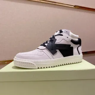 Off-White Beige Black High-Top Suede Upper Lifestyle Sneakers