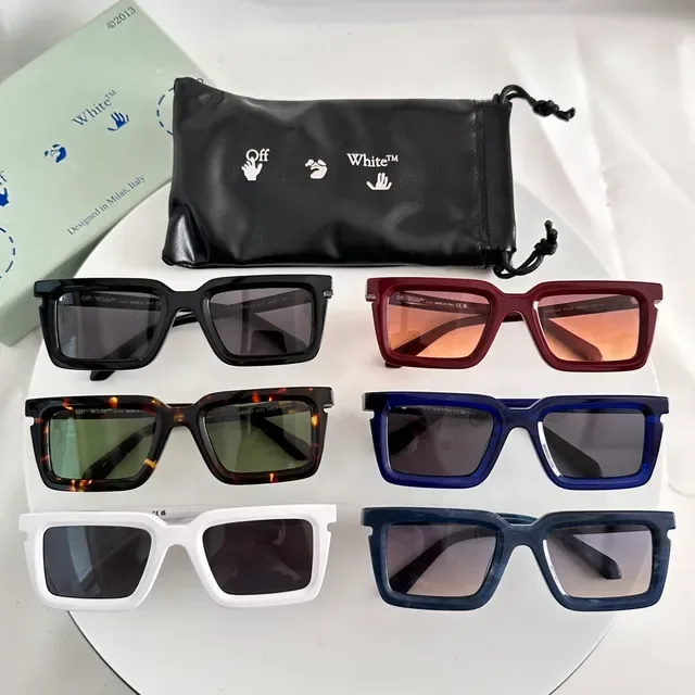 Off-White কালো বাদামী কোণাকার আয়তাকার ফ্রেম ডাবল ব্রিজ নির্মাণ চশমা 3
