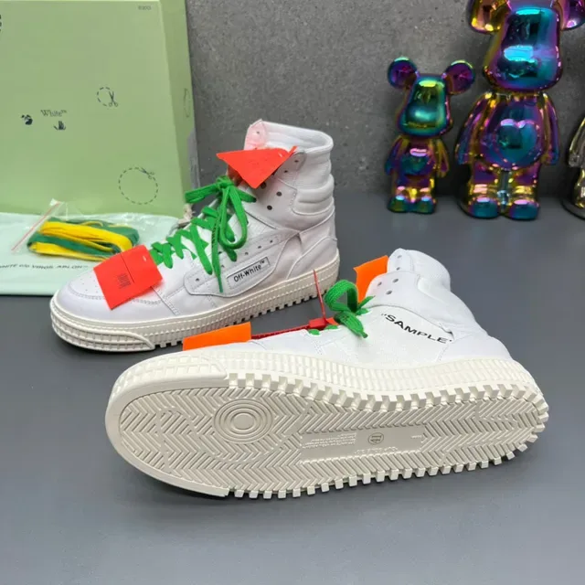Off-White أحذية رياضية lifestyle خضراء عالية الارتفاع بتصميم صناعي ربط سحابي 3