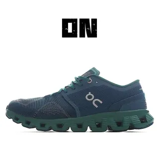 On Cloudmonster Navy and Teal Running Shoes