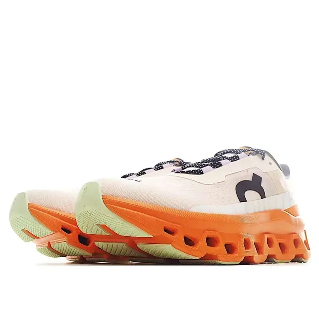 On Cloudmonster Orange and Cream Lifestyle Sneakers 9