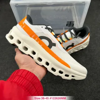On Cloudmonster White Orange Black Running Shoes
