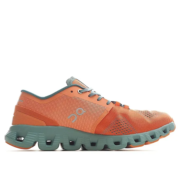 On Running Zapato Naranja y Verde-azulado Engineered Mesh Low-Top Zapatos de correr 3