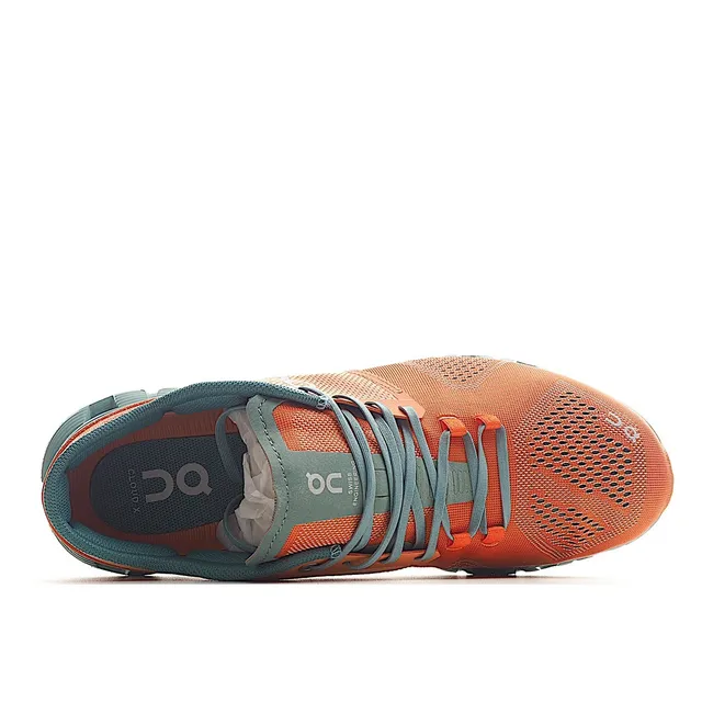 On Running Zapato Naranja y Verde-azulado Engineered Mesh Low-Top Zapatos de correr 6