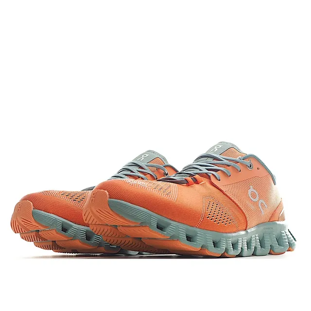 On Running Zapato Naranja y Verde-azulado Engineered Mesh Low-Top Zapatos de correr 7