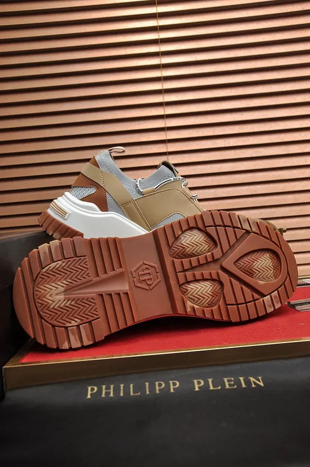 Philipp Plein Active बेज ग्रे ब्राउन चंकी स्नीकर्स 4
