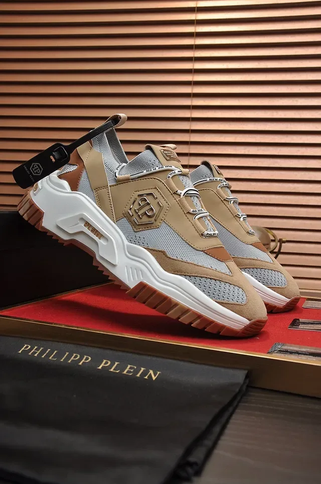Philipp Plein Active बेज ग्रे ब्राउन चंकी स्नीकर्स 8