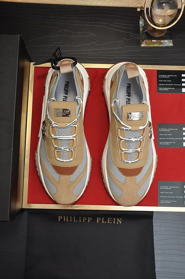 Philipp Plein Active बेज ग्रे ब्राउन चंकी स्नीकर्स 9