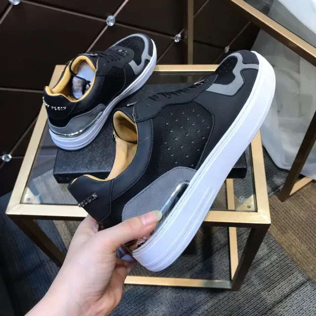Philipp Plein Sneakers Lifestyle Noires et Grises Perforées Low-Top 4