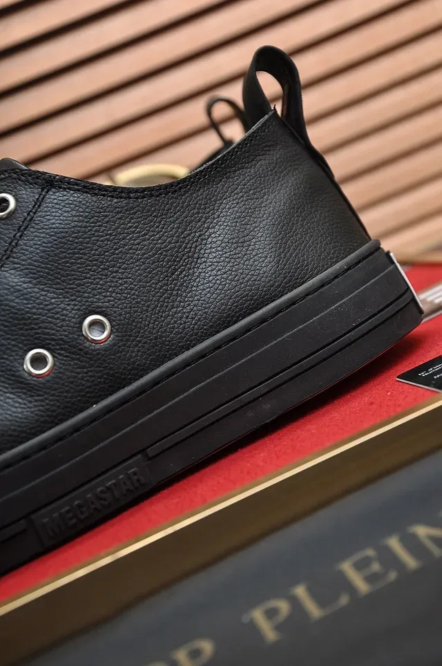 Philipp Plein Black Leather Embossed Monogram Lifestyle Sneakers 2