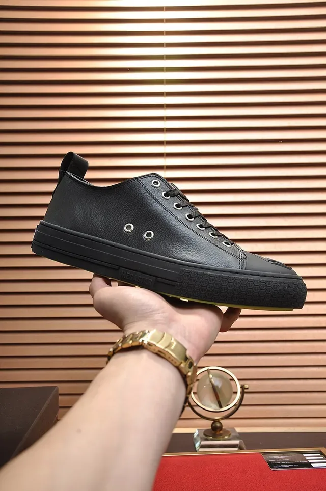 Philipp Plein Black Leather Embossed Monogram Lifestyle Sneakers 7