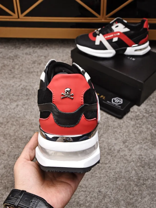 Philipp Plein Black Red Midsole Multi-Panel Construction Chunky Sneakers 2