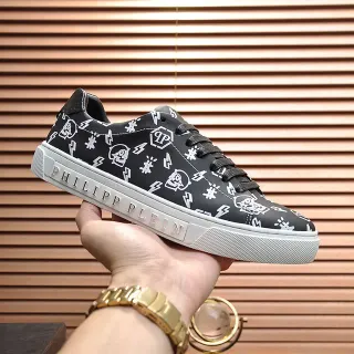 Philipp Plein Black White All-Over Graphic Print Embossed Brand Lettering Lifestyle Sneakers