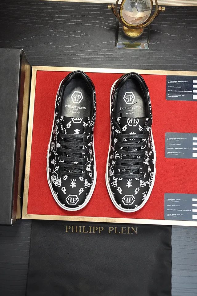 Philipp Plein Preto e Branco todo sobre impressão gráfica embossada letra de marca estilo de vida tênis 9