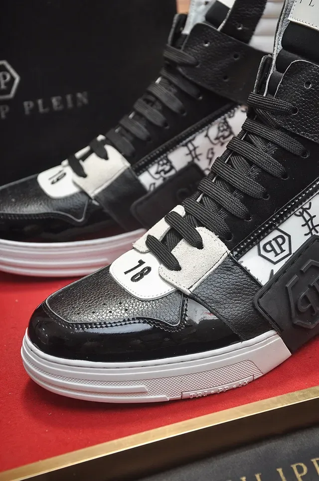 Philipp Plein Black White High-Top Mixed-Material Lifestyle Sneakers 2
