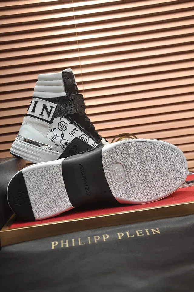 Philipp Plein Black White High-Top Mixed-Material Lifestyle Sneakers 3