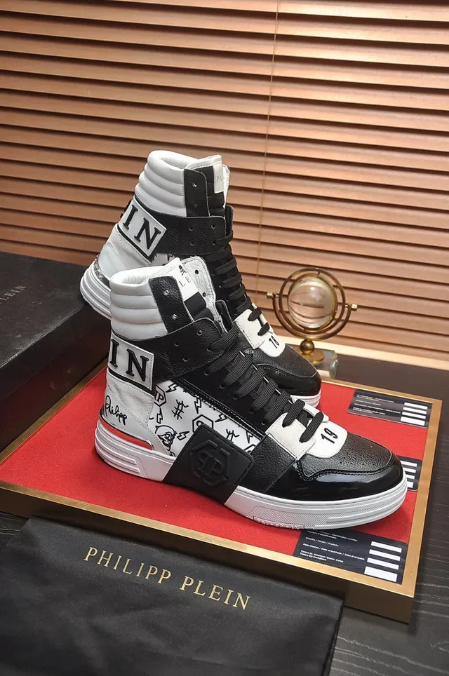 Philipp Plein Black White High-Top Mixed-Material Lifestyle Sneakers 4