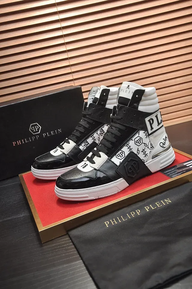 Philipp Plein Black White High-Top Mixed-Material Lifestyle Sneakers 6