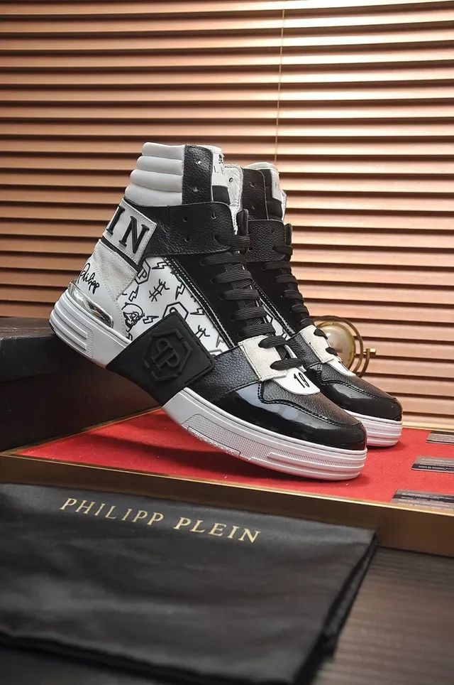 Philipp Plein Black White High-Top Mixed-Material Lifestyle Sneakers 7