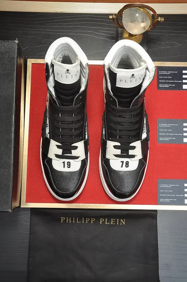 Philipp Plein Black White High-Top Mixed-Material Lifestyle Sneakers 8