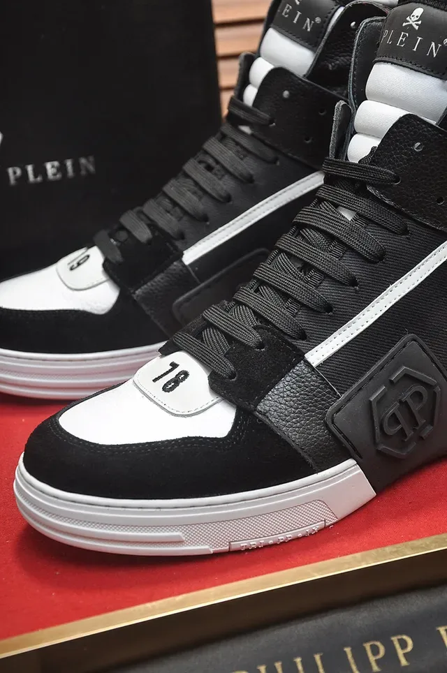 Philipp Plein Black White High-Top Mixed-Material Upper Lifestyle Sneakers 3