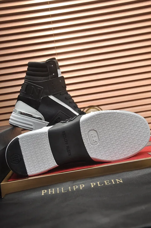 Philipp Plein Black White High-Top Mixed-Material Upper Lifestyle Sneakers 4