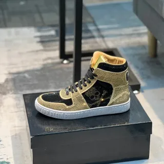 Philipp Plein Crystal-Embellished Skull Motif High-Top Sneaker