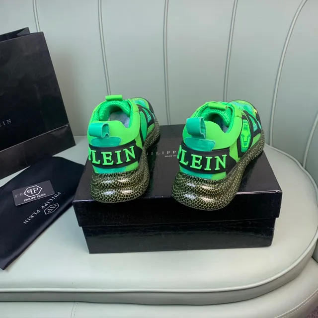 Philipp Plein Verde Preto Neón E Camada Malha-Sintética Superior Logo Crânio Na Língua Tênis Chunky 6