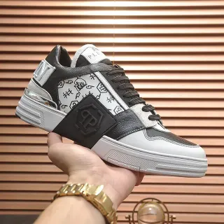 Philipp Plein Logo Plaque Graffiti-Print Black White Lifestyle Sneakers