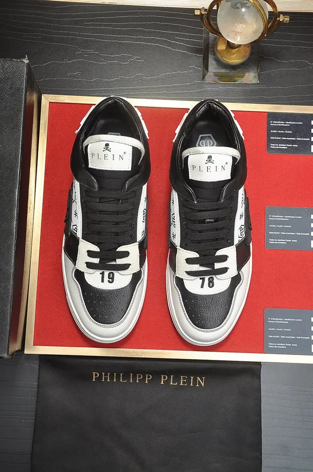 Philipp Plein شعار لوحة طباعة جرافيتي أسود أبيض أسلوب حياة أحذية رياضية 9