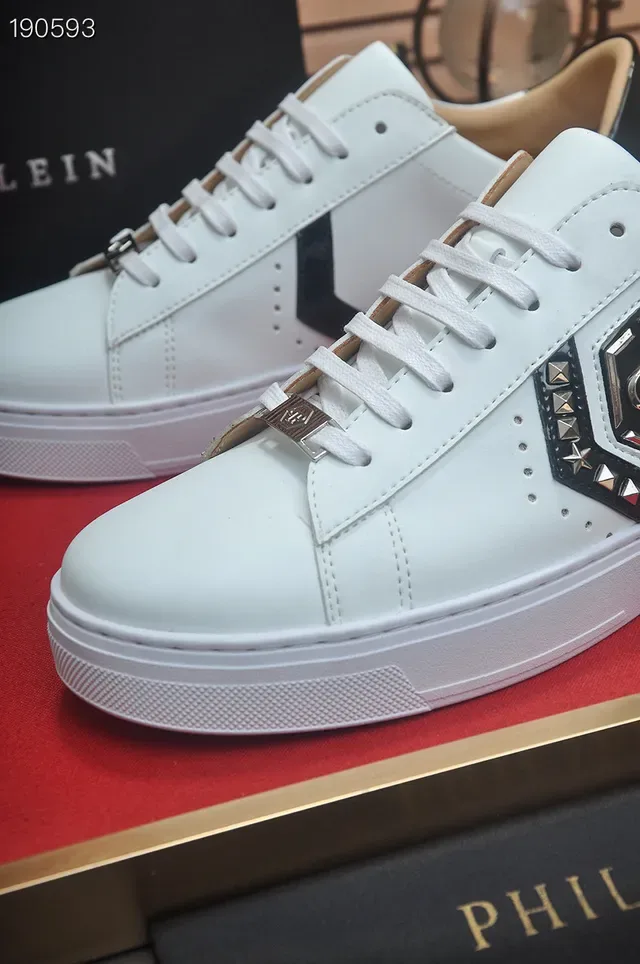 Philipp Plein Logo Plaque White Leather Lifestyle Sneakers 4