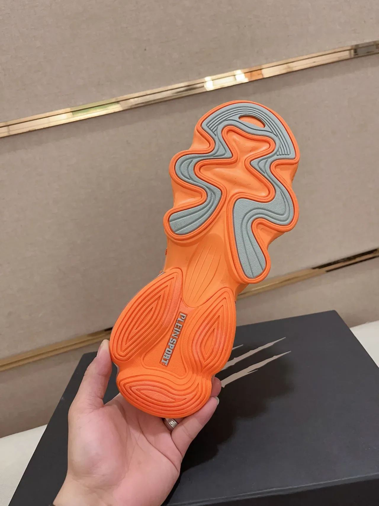 Philipp Plein Orange Silver Knit Upper Sculpted Midsole Chunky Sneakers 2