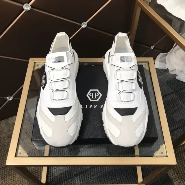 Philipp Plein White Black Laceless Strap Closure Hexagonal Logo Patch Chunky Sneakers 9