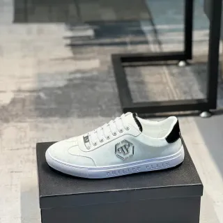 Philipp Plein White Metallic Logo Lifestyle Sneaker