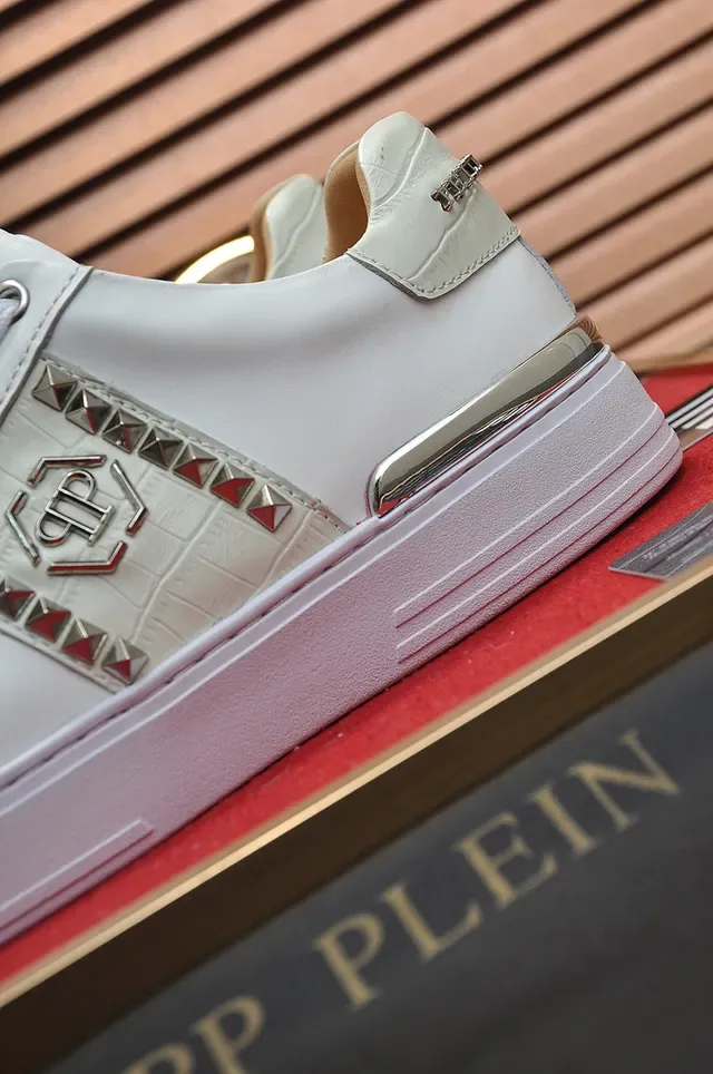 Philipp Plein White Studded PP Logo Platform Lifestyle Sneakers 2