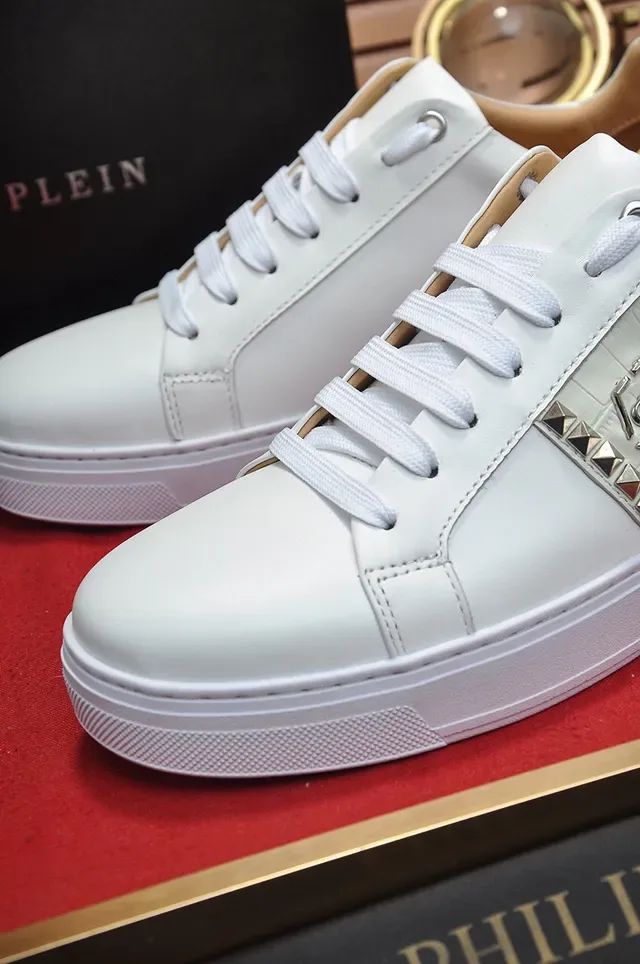 Philipp Plein White Studded PP Logo Platform Lifestyle Sneakers 3