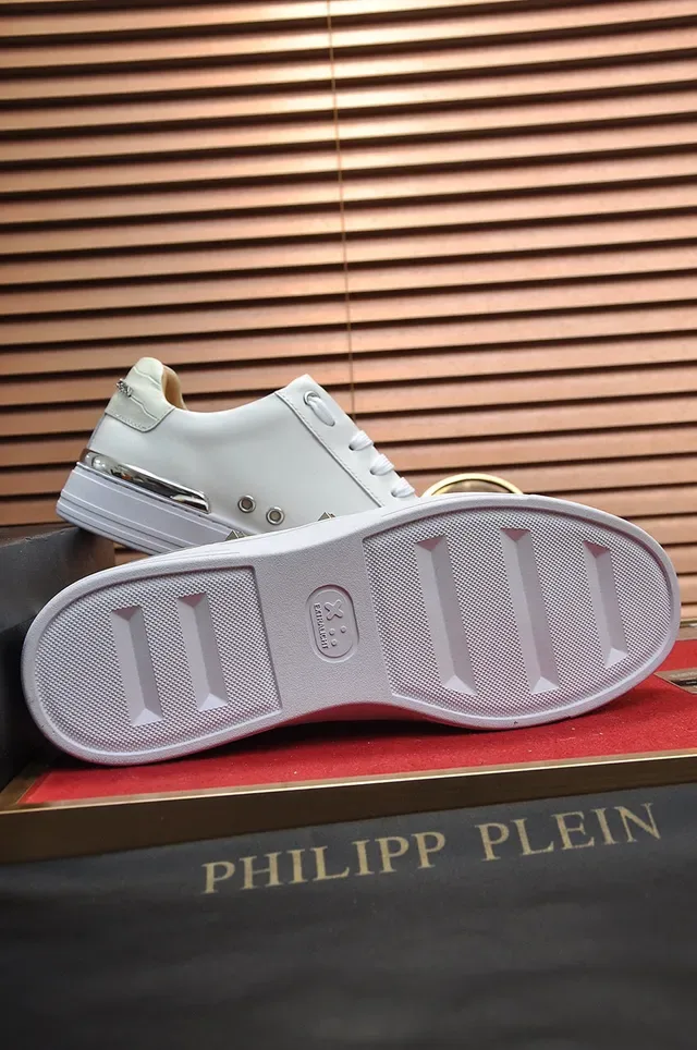 Philipp Plein White Studded PP Logo Platform Lifestyle Sneakers 4