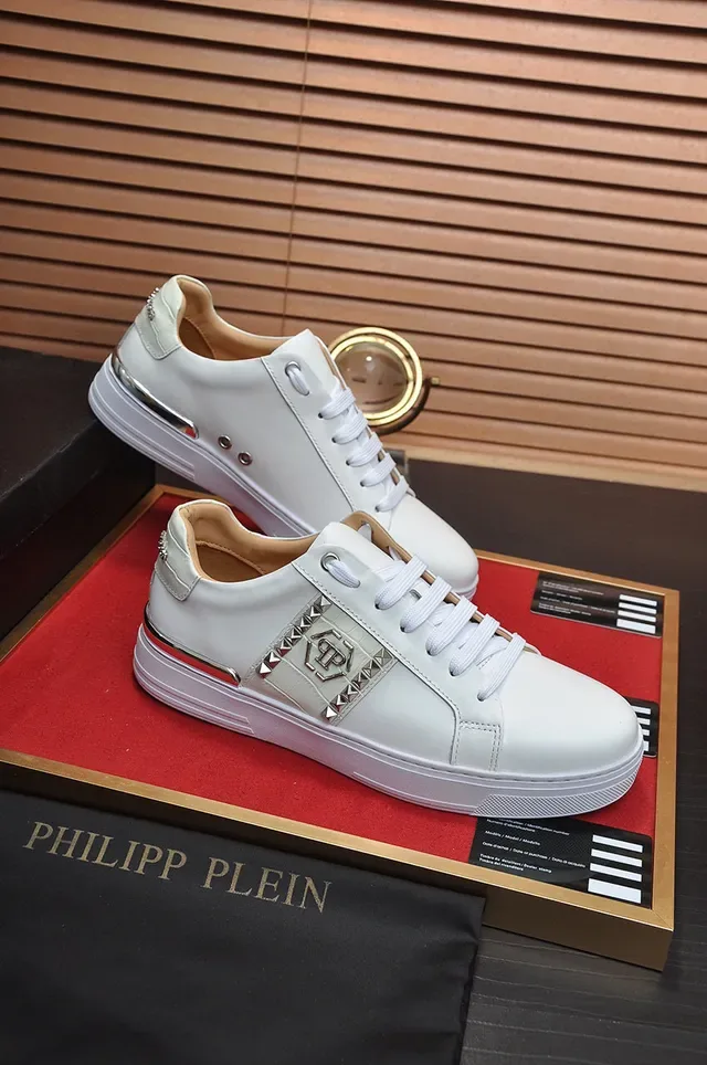 Philipp Plein White Studded PP Logo Platform Lifestyle Sneakers 5