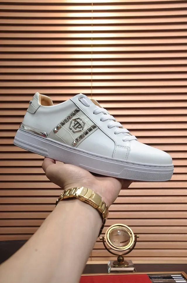 Philipp Plein White Studded PP Logo Platform Lifestyle Sneakers 7
