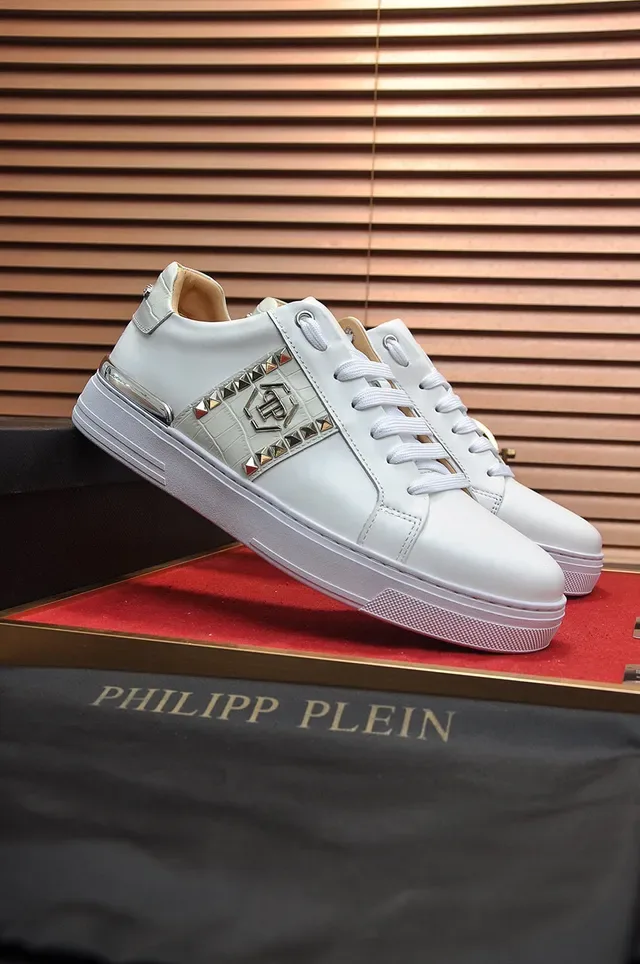 Philipp Plein White Studded PP Logo Platform Lifestyle Sneakers 8